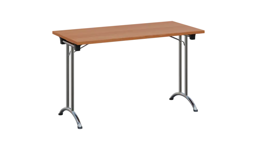 SLC 125 chrom skládací jednací stůl 1250x600, deska 25 mm, podnož chrom, deska olše jantar